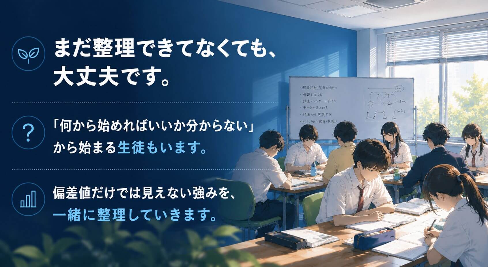 総合型選抜は、まだ整理できていなくても大丈夫です
