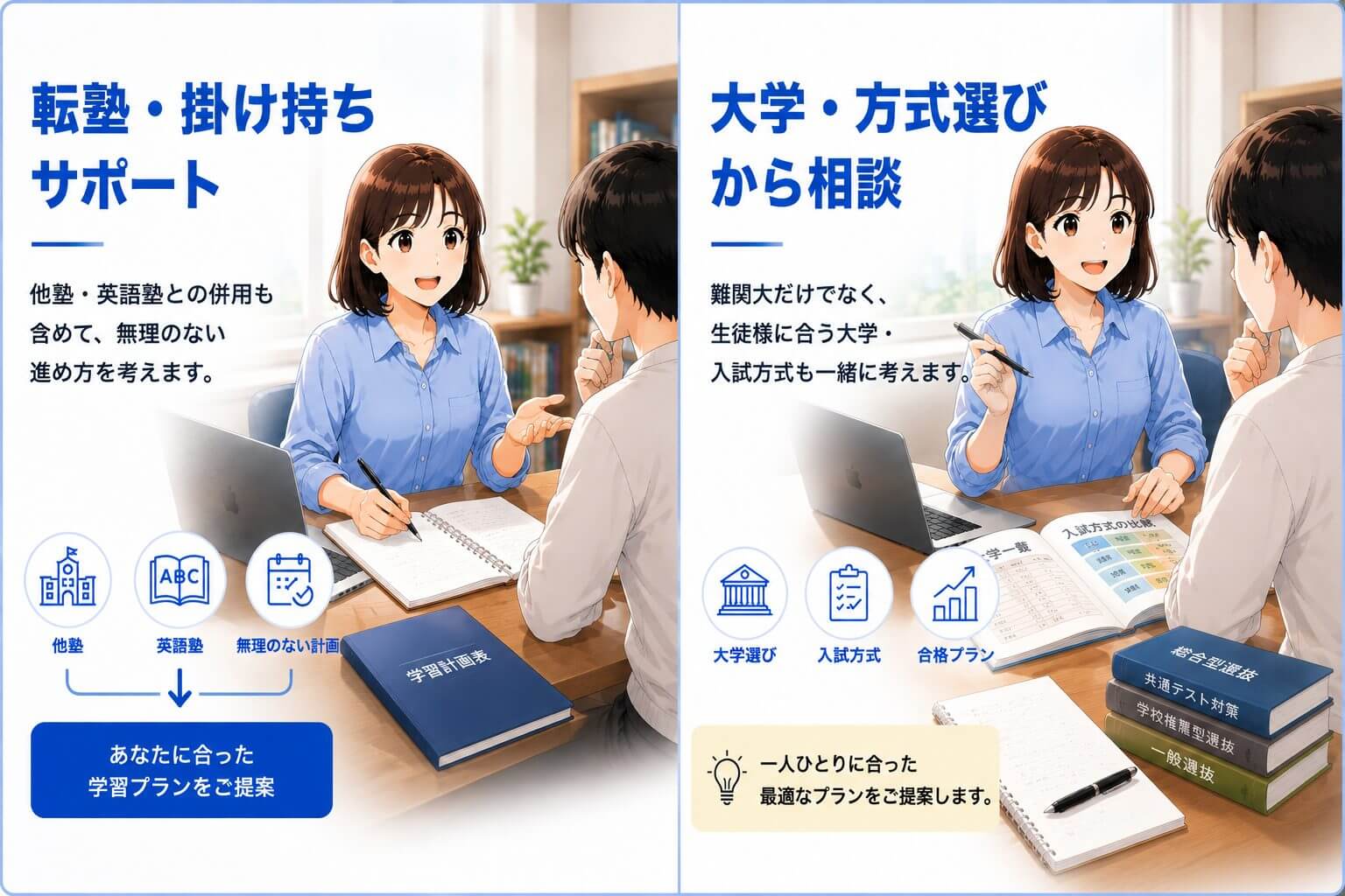 転塾・掛け持ちサポート・大学方式選びから相談